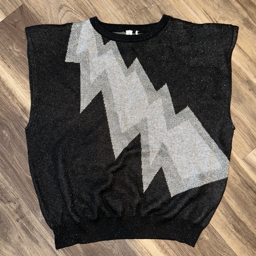 Shiny Black Vest with Bolt Design